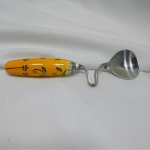 Honey Spoon Jasmine by MSC Yellow Ceramic Handle 5" Twisted Spoon Hangs on Jar